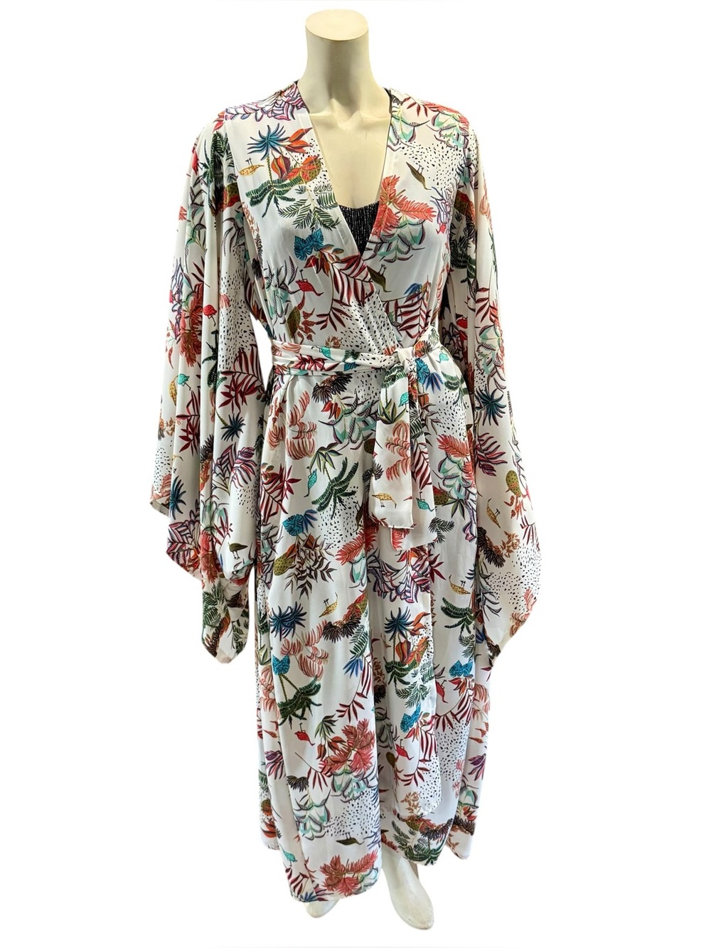 NEW Jennafer Grace Bodie Botanical Bird Kimono Duster